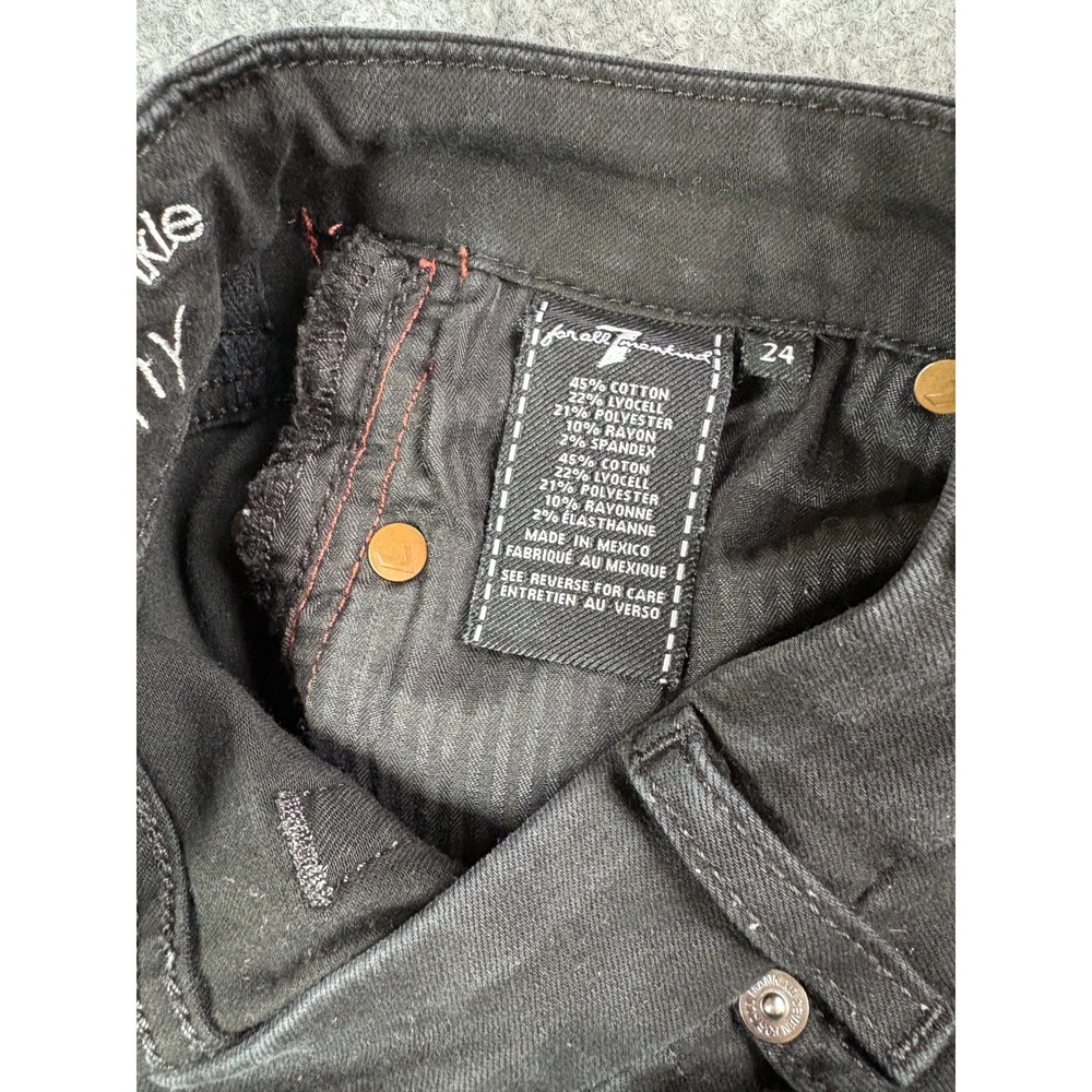 7 For All Mankind b(air) High Waist Ankle Skinny Jeans Black Velvet Stripe 24 - Picture 7 of 10